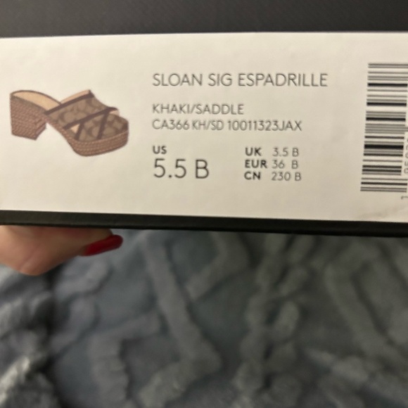 Coach Sloan Signature Espadrille Sandals Slides Khaki/Saddle - Picture 3 of 3